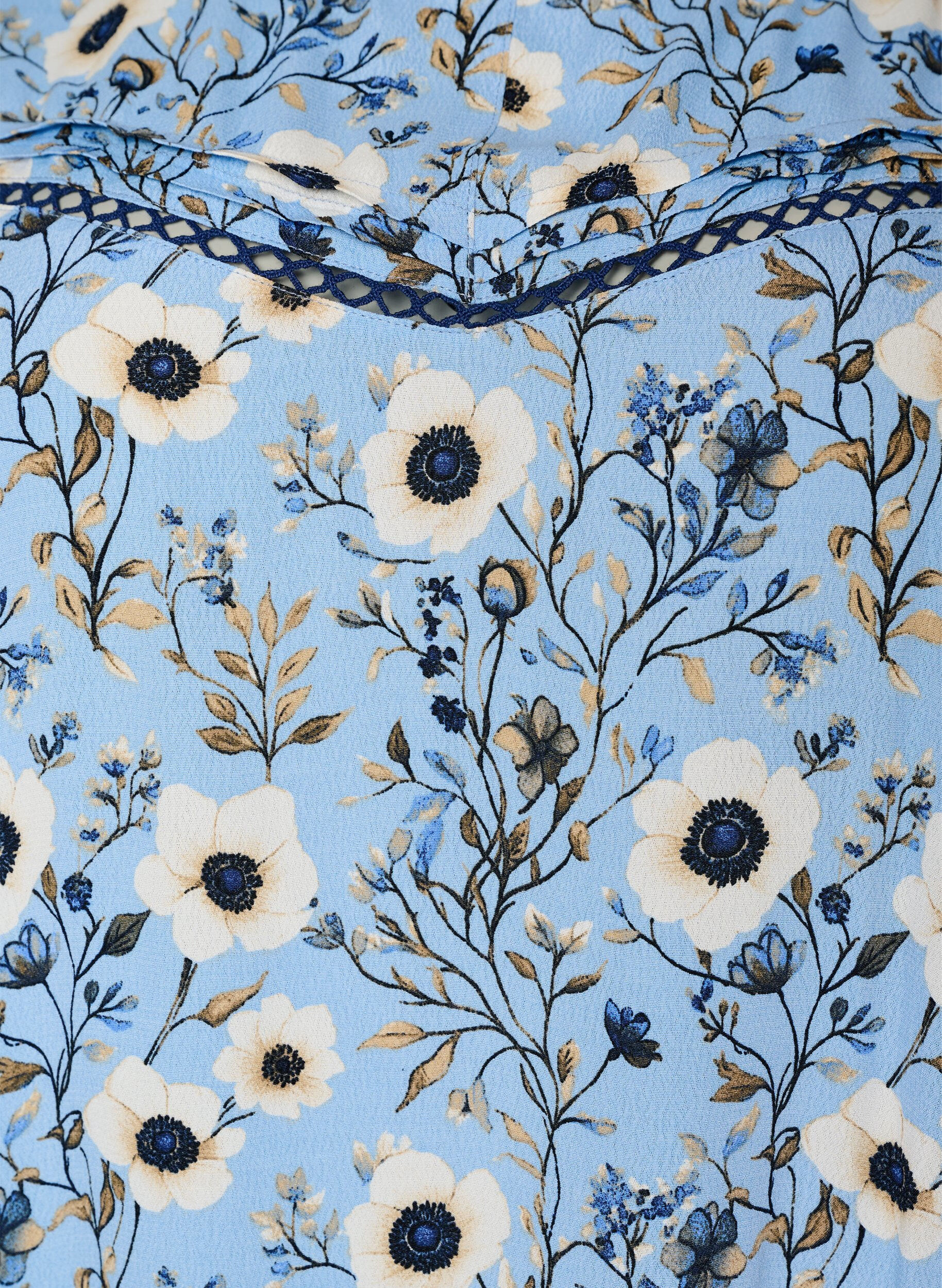 ZizzifashionFloral blouse with short sleeves, Blue, Packshot image number 2