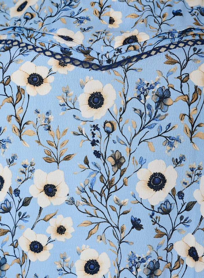 Floral blouse with short sleeves, Blue, Packshot image number 2