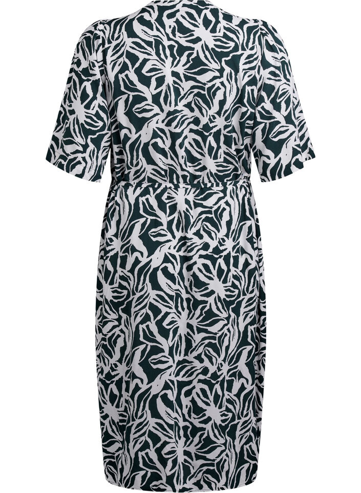 FLASH - Midi dress with print and tie belt, Green, Packshot image number 1