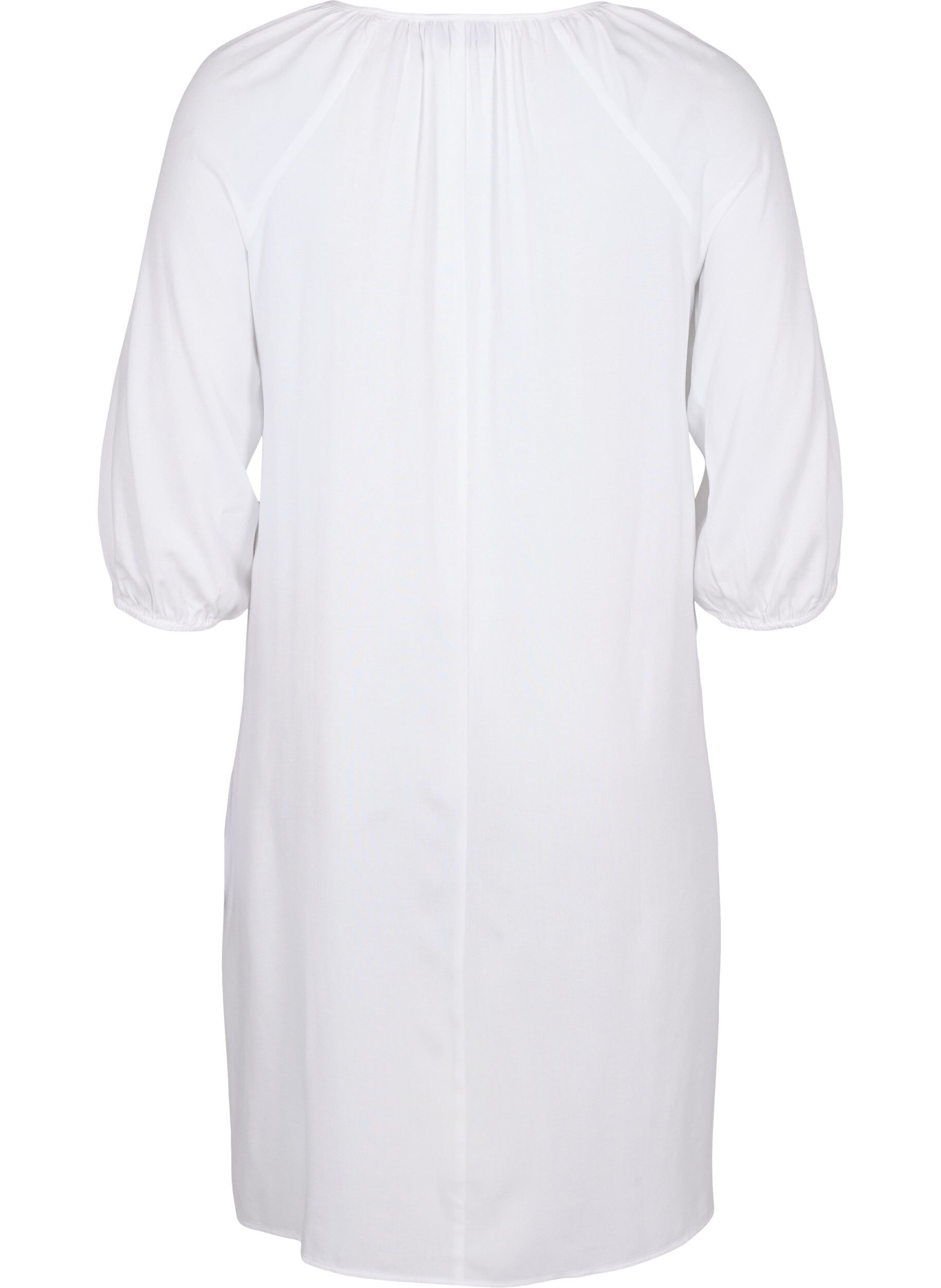 Zizzifashion Viscose dress with v-neck, Bright White, Packshot image number 1
