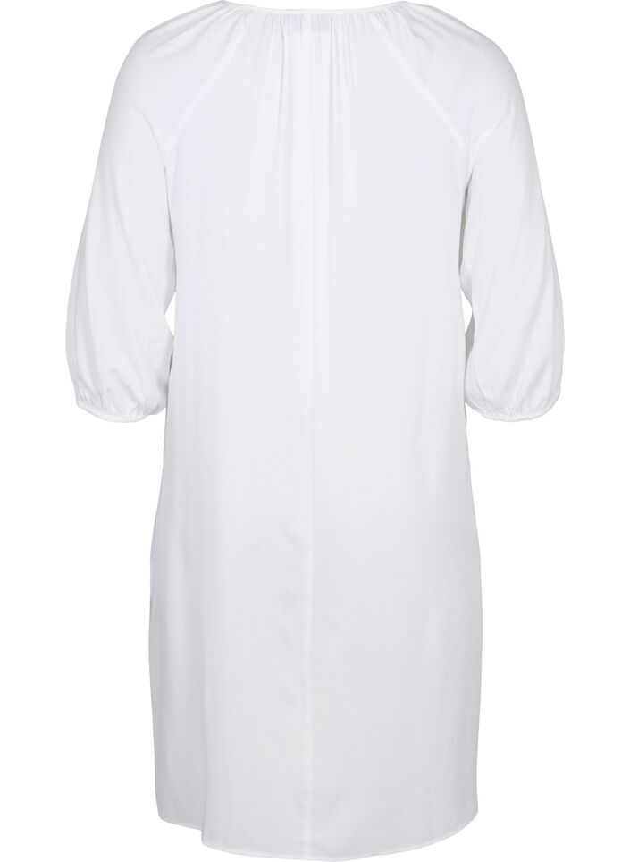 Viscose dress with v-neck, Bright White, Packshot image number 1
