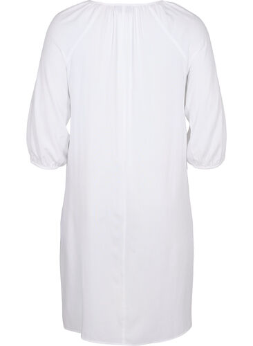 Viscose dress with v-neck, Bright White, Packshot image number 1