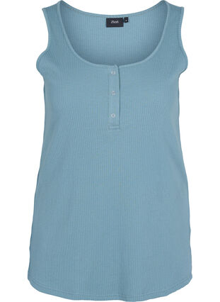 Top with a round neck in ribbed fabric, Goblin Blue, Packshot image number 0