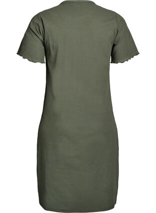 Knee-length T-shirt dress in ribbed jersey - Green - Sz. 40-64 - Zizzifashion Knee-length T-shirt dress in ribbed jersey - Green - Sz. 40-64 - Zizzifashion