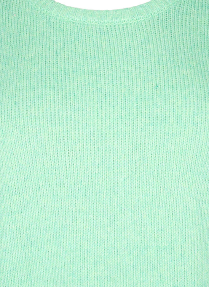 Long-sleeved knitted jumper with wool and a round neck, Light G. Green Mel., Packshot image number 2