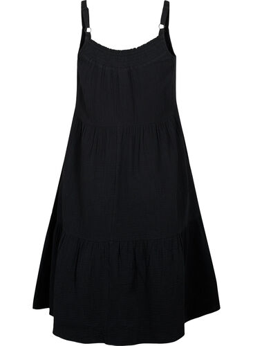 Solid cotton tie-dye dress, Black, Packshot image number 1
