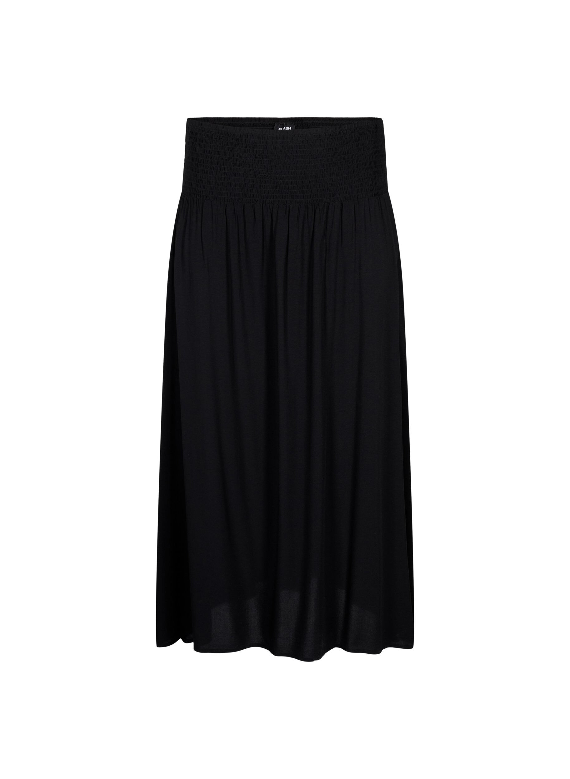 FLASH - Viscose maxi skirt with smocking