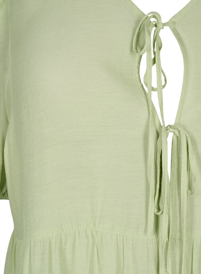 A-line viscose tunic with lace-up detail, Green, Packshot image number 2