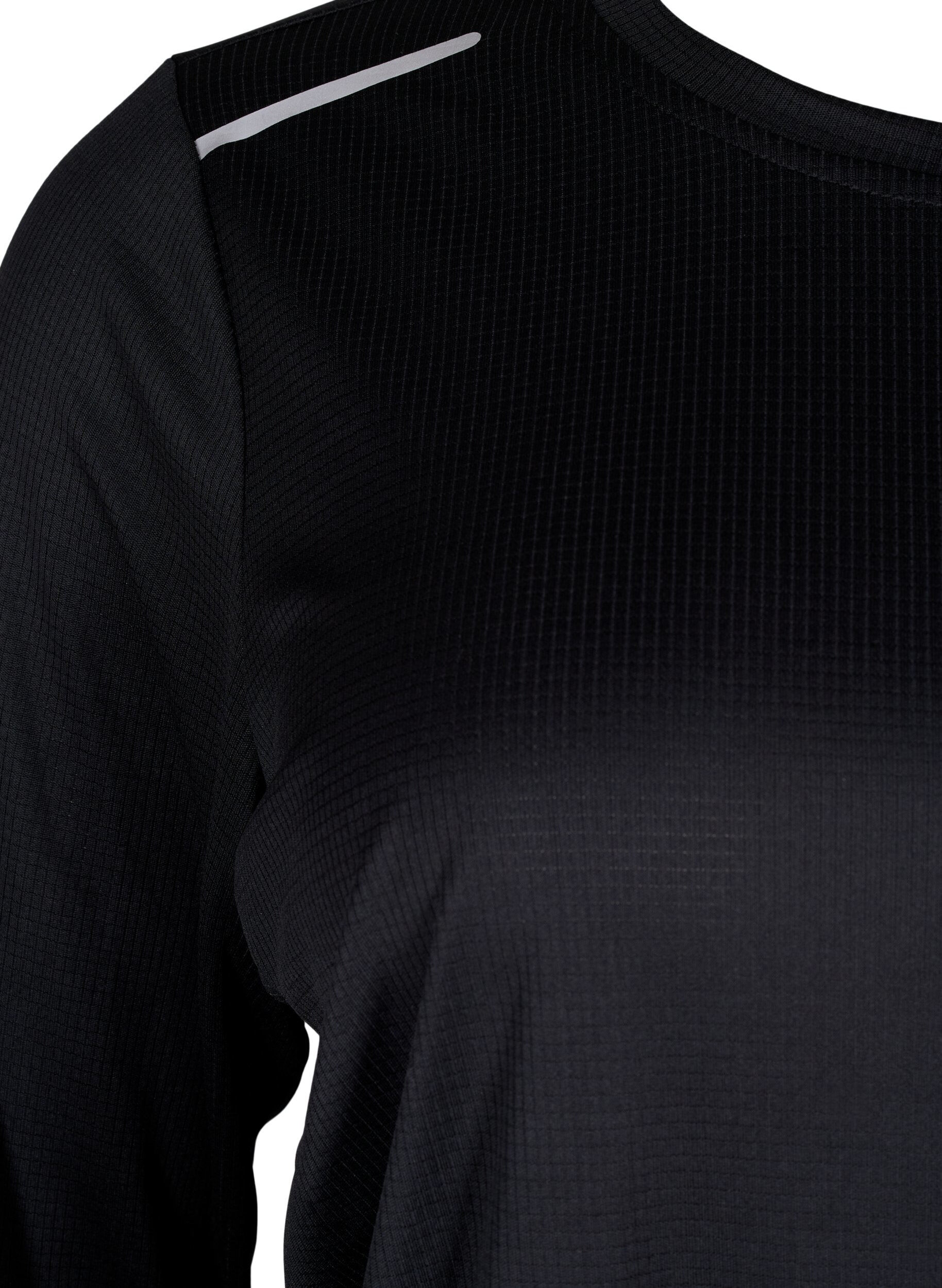 Zizzifashion Long-sleeved training shirt with reflective print, Black, Packshot image number 2