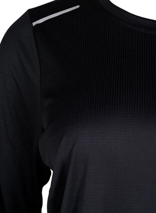 Long-sleeved training blouse with reflective details, Black, Packshot image number 2