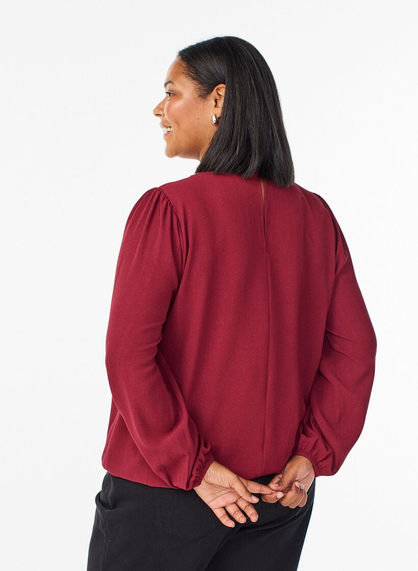 Blouse with glitter, Dark Bordeaux, Model image number 2