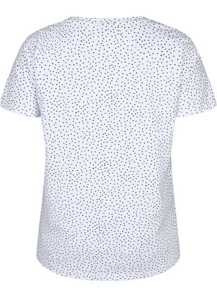 Cotton t-shirt with dots and v-neck, B.White/Black Dot, Packshot image number 1