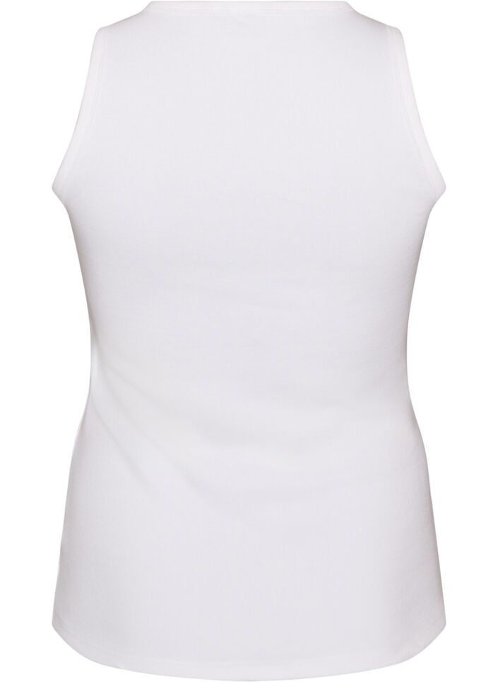 Cotton ribbed top with high neck, White, Packshot image number 1