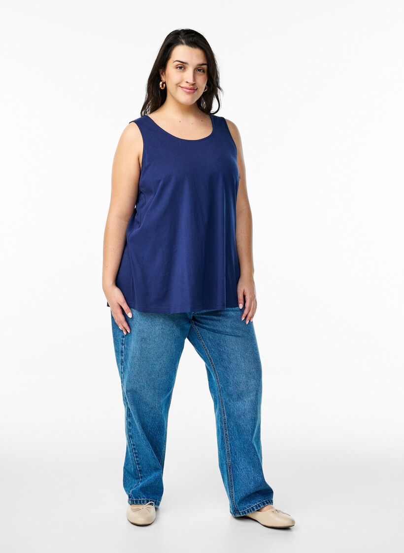 Cotton top with a-shape, Blue, Model image number 1