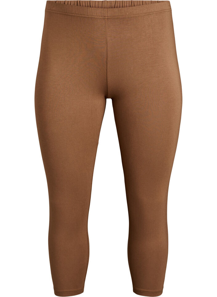 Basic 3/4 leggings in viscose, Brown, Packshot image number 0