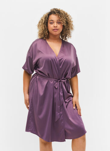 Short-sleeved dressing gown, Vintage Violet, Model image number 0
