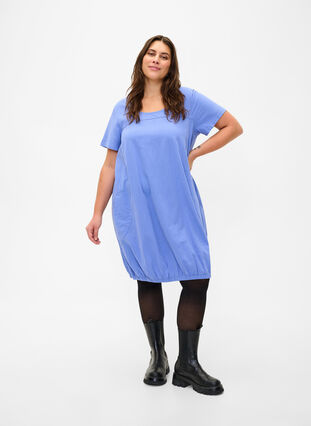 Short sleeve cotton dress, Wedgewood, Model image number 2