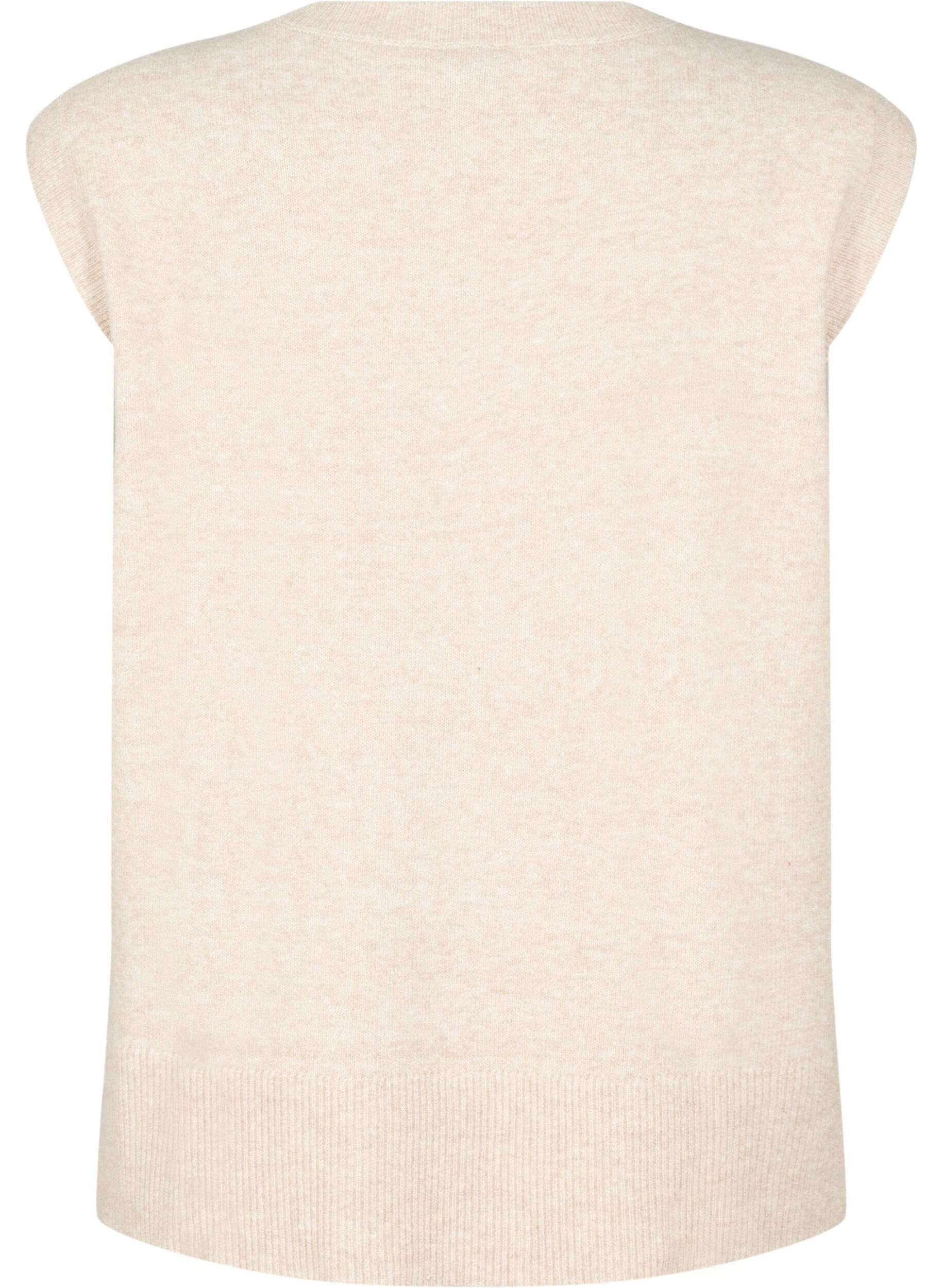 Zizzifashion Knitted vest with ribbed edges, Beige, Packshot image number 1