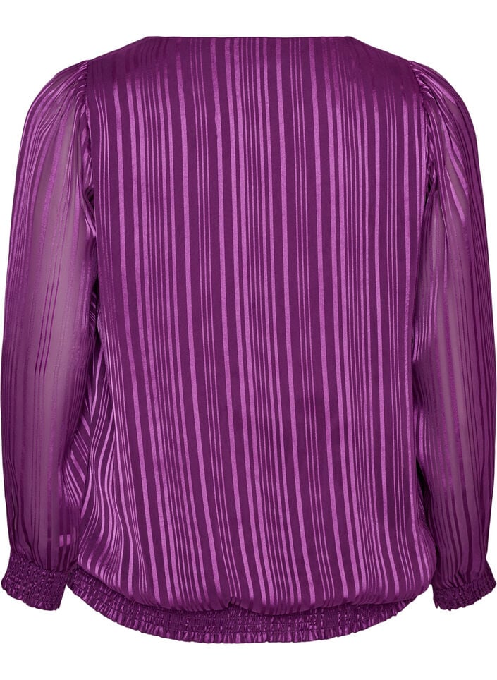Striped blouse with a balloon shape, Purple, Packshot image number 1