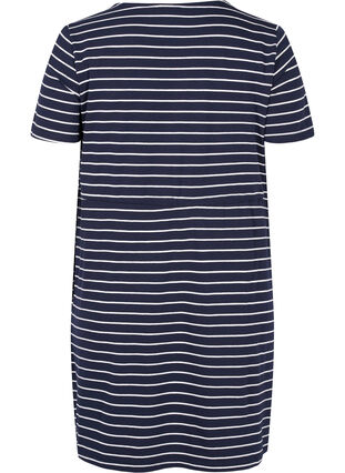 Short-sleeved cotton tunic with stripes, Blue Stripe, Packshot image number 1