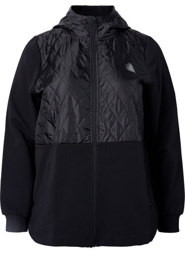 Sports jacket with pockets and hood, Black, Packshot image number 0