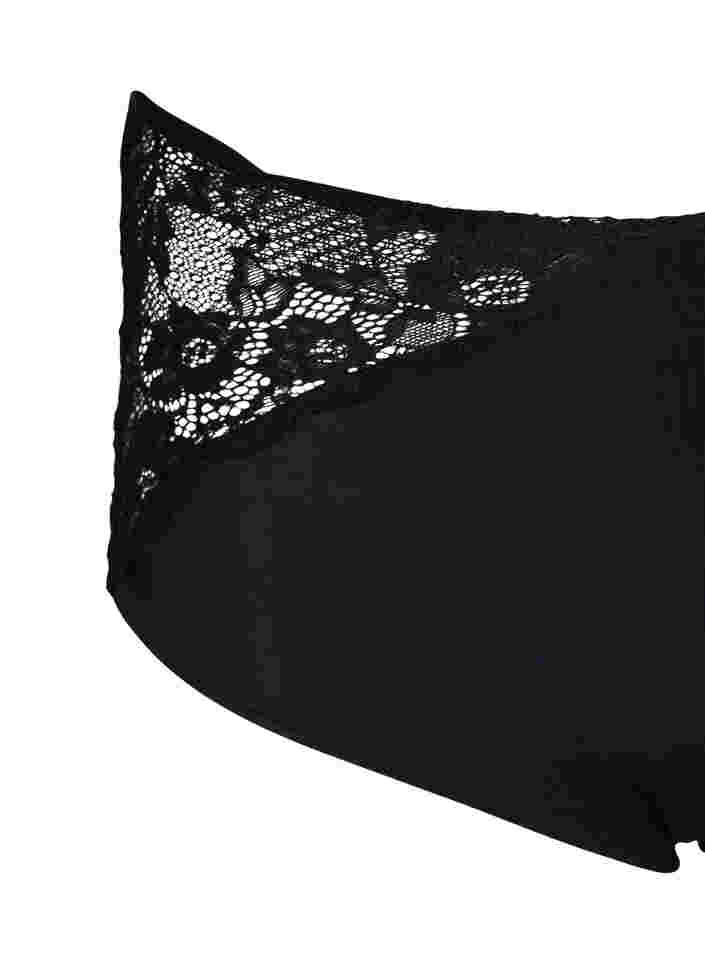 High-waisted underwear with lace, Black, Packshot image number 2