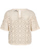 Crochet blouse with short sleeves, Beige, Packshot image number 1