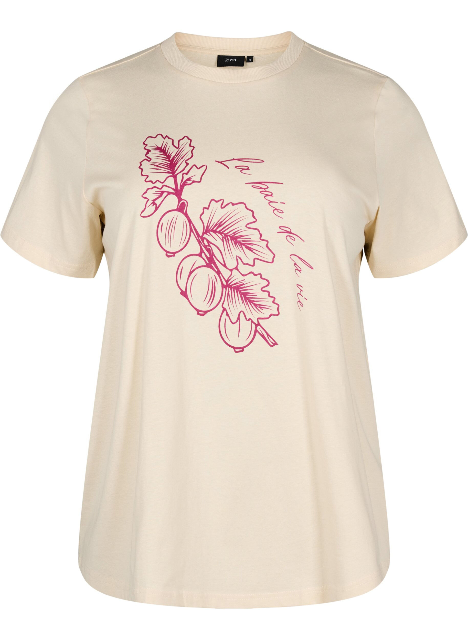 Zizzifashion Cotton T-shirt with print, Beige, Packshot image number 0