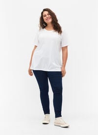 FLASH - Close-fitting jeggings with high waist, Blue denim, Model