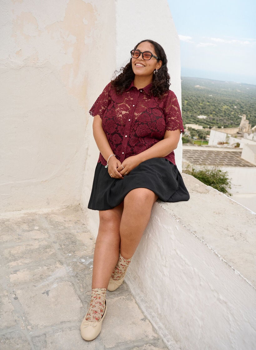 Short balloon skirt with an elasticated waistband, Black, Image image number 0