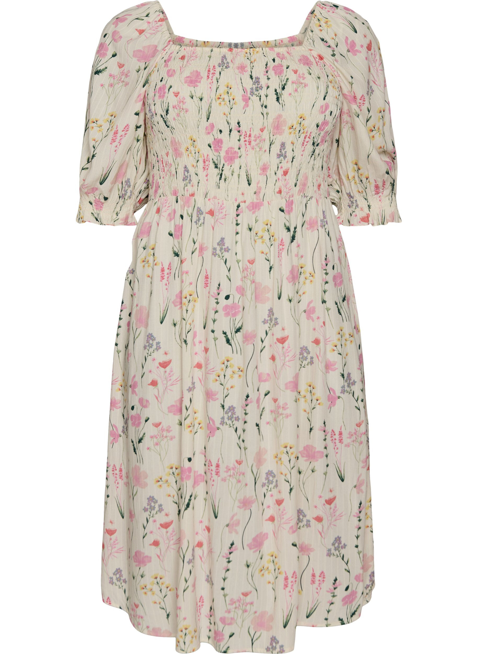 ZizzifashionFloral viscose summer dress, Vanilla, Packshot image number 0