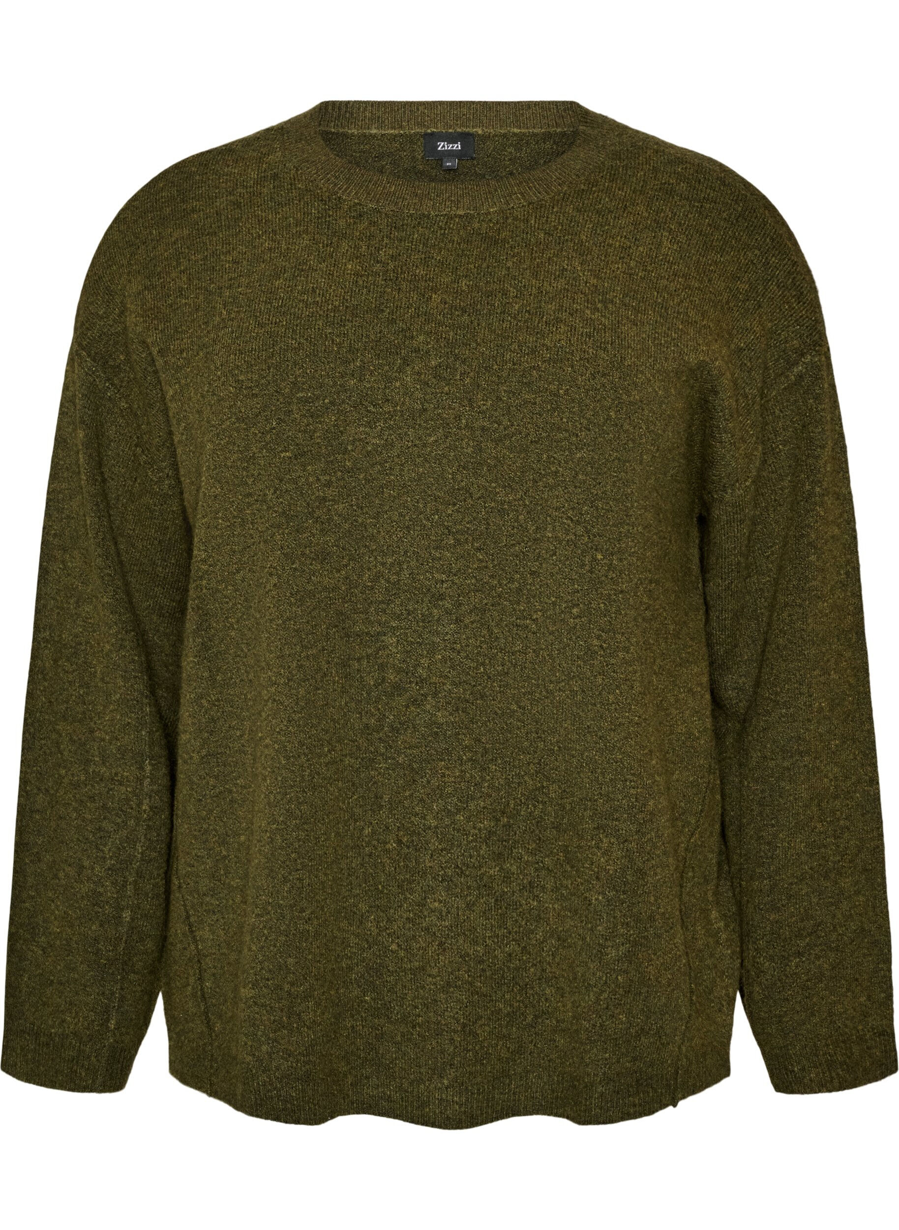 ZizzifashionLoose knit sweater with prominent seams, Green, Packshot image number 0