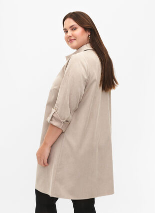 Velvet dress with zipper and 3/4 sleeves, Feather Gray, Model image number 1