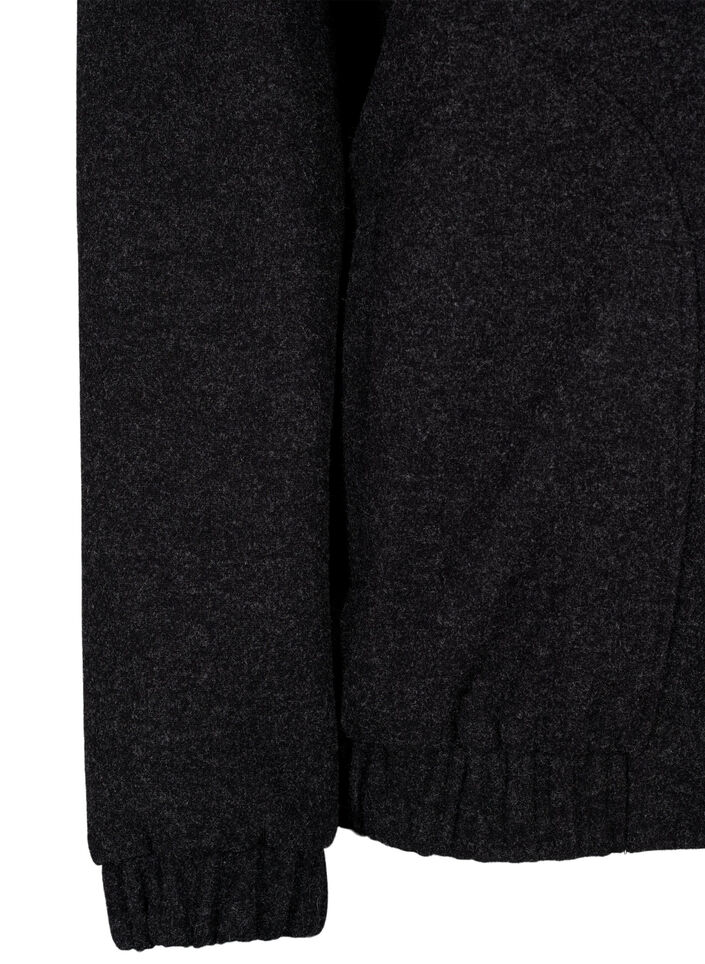 Wool-look bomber jacket with pockets, Dark Grey Melange, Packshot image number 3
