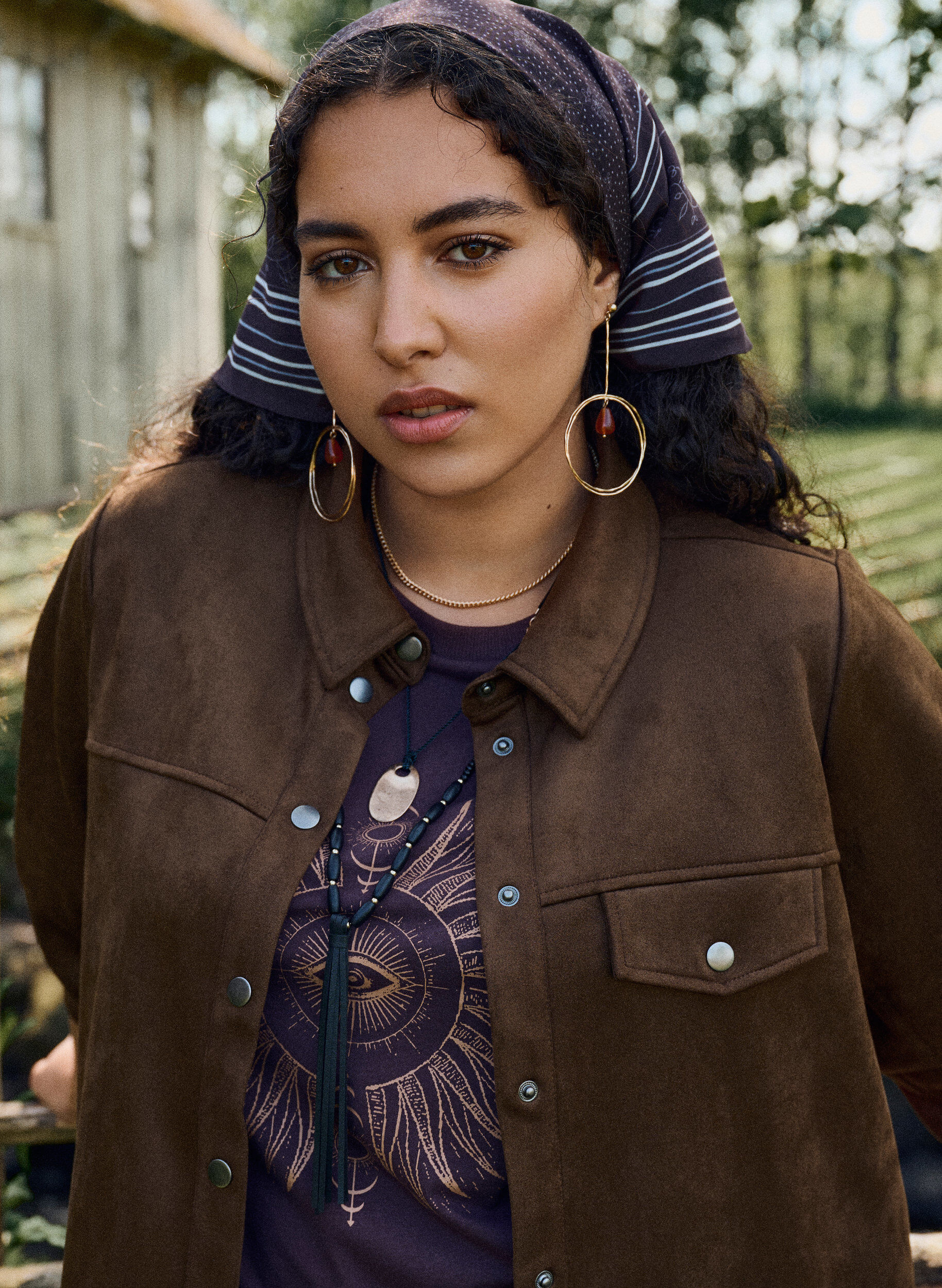 Zizzifashion Faux suede shirt, Brown, Image image number 0