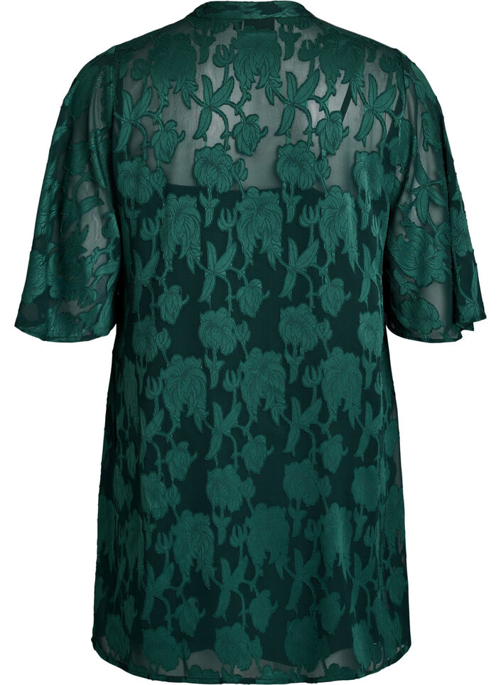 Short A-line dress with a floral print, Green, Packshot image number 1