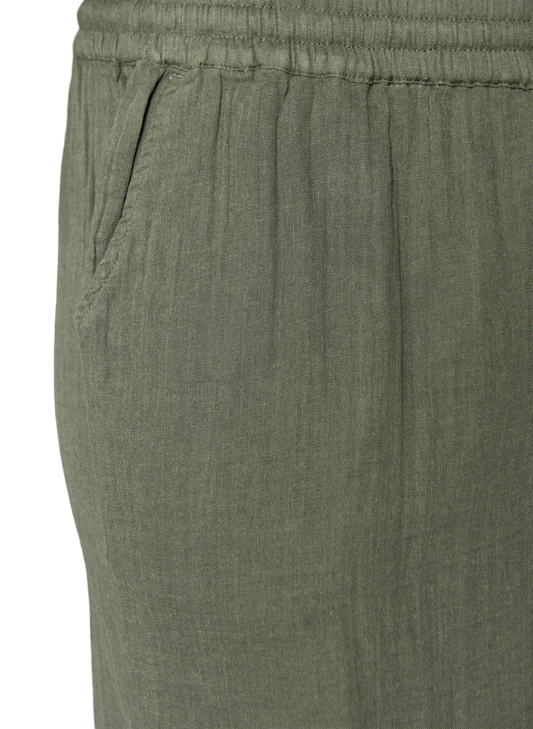 ZizzifashionLoose cotton muslin shorts with a high waist, Green, Packshot image number 2