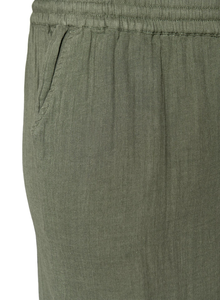 Loose cotton muslin shorts with a high waist, Green, Packshot image number 2