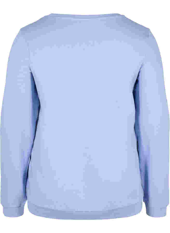 Cotton sweatshirt with text print, Blue Heron, Packshot image number 1