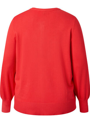 Ribbed cardigan with button closure, Poppy Red, Packshot image number 1