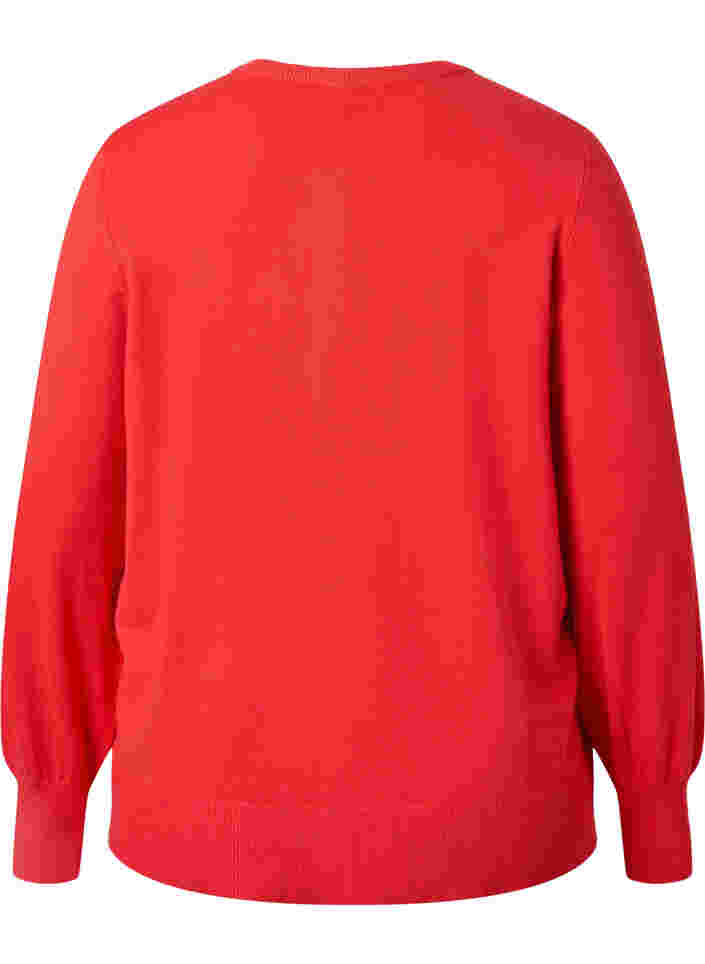 Ribbed cardigan with button closure, Poppy Red, Packshot image number 1