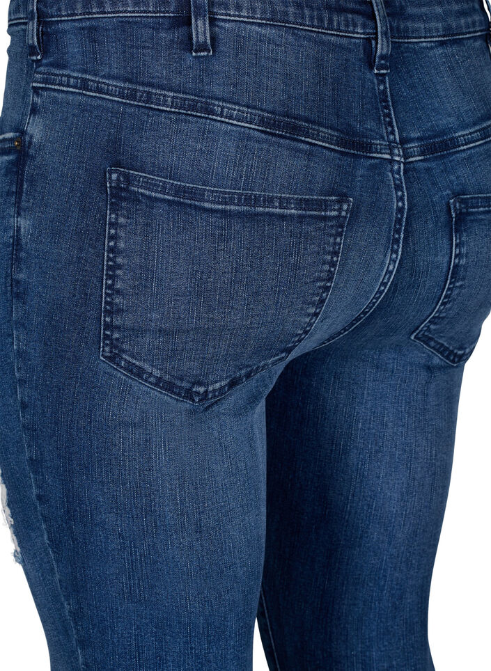 Super slim Amy jeans with wear details, Blue Denim, Packshot image number 3
