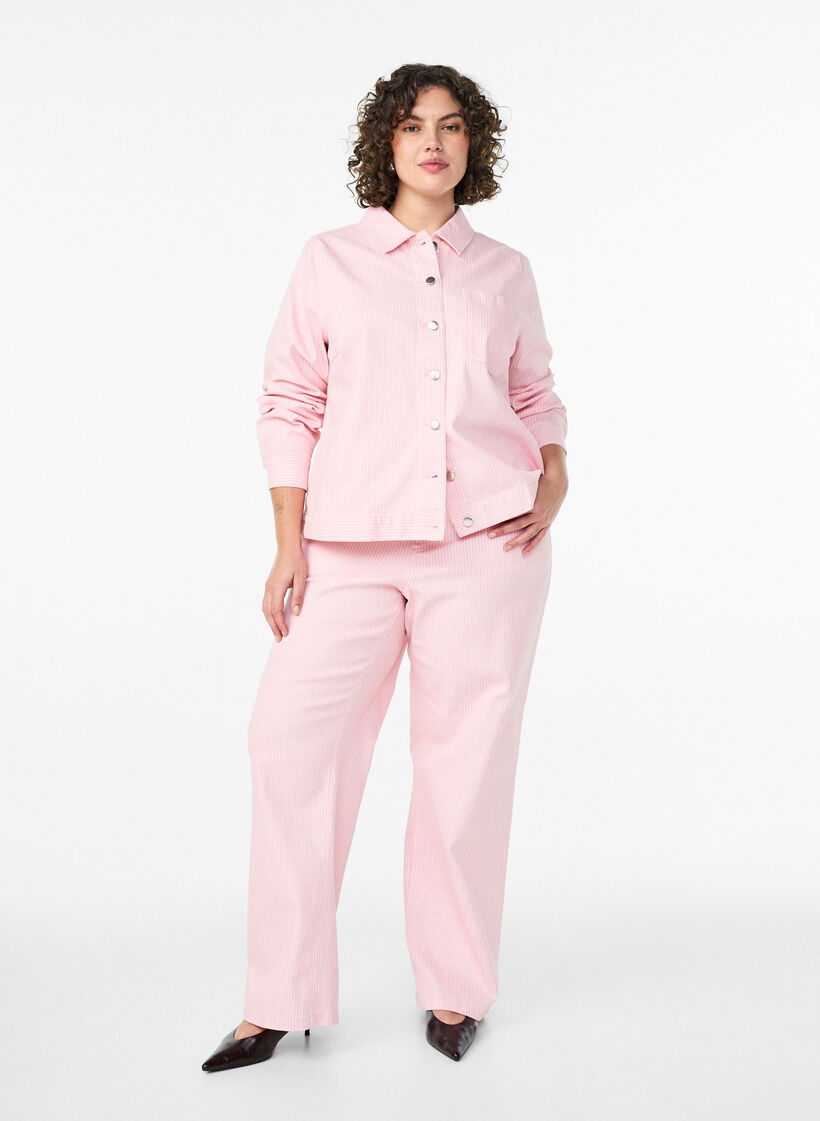 Coloured Myra jeans with stripes and wide legs, Pink, Model
