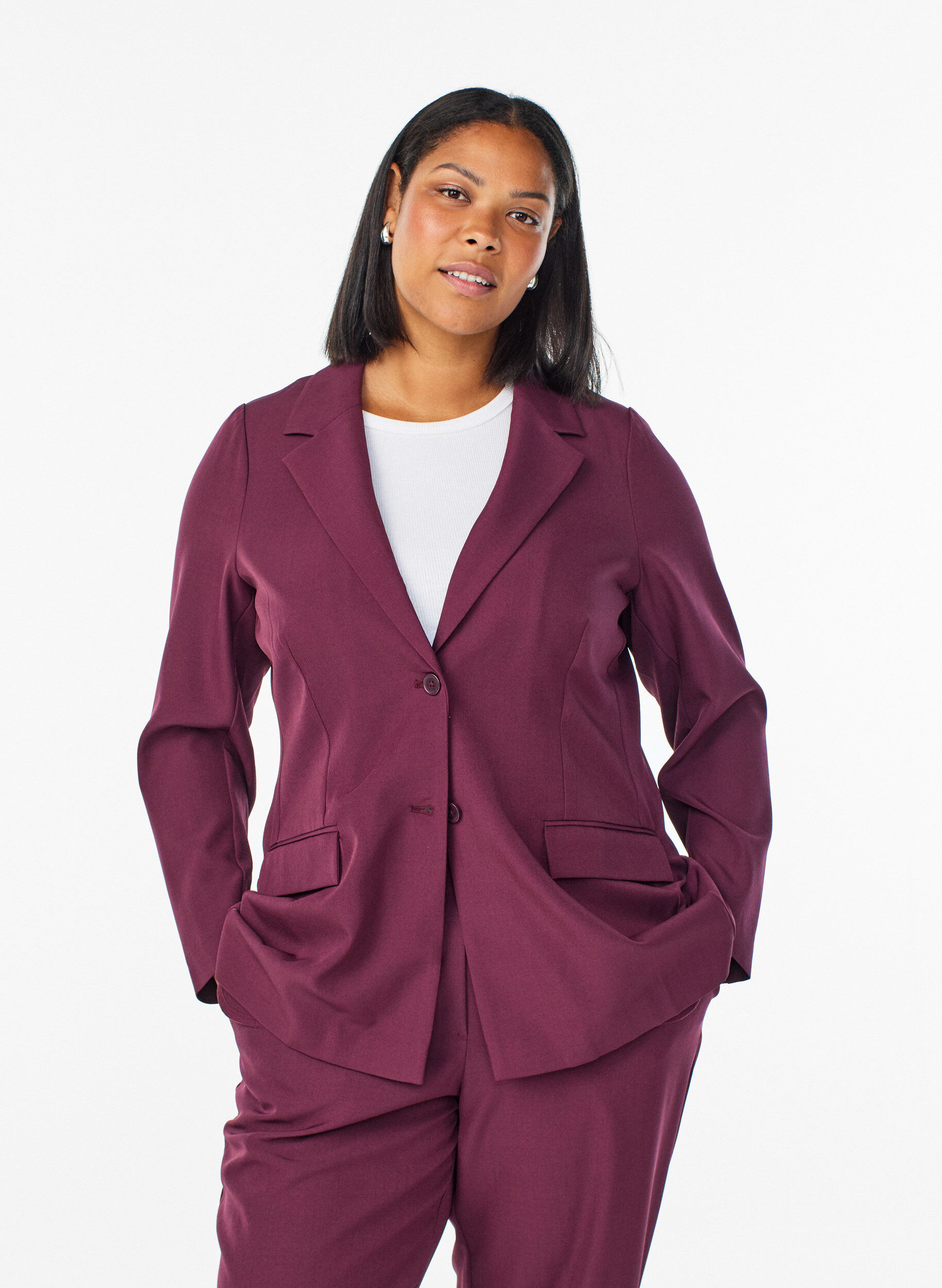 Blazer with pockets and slits, Dark Bordeaux, Model