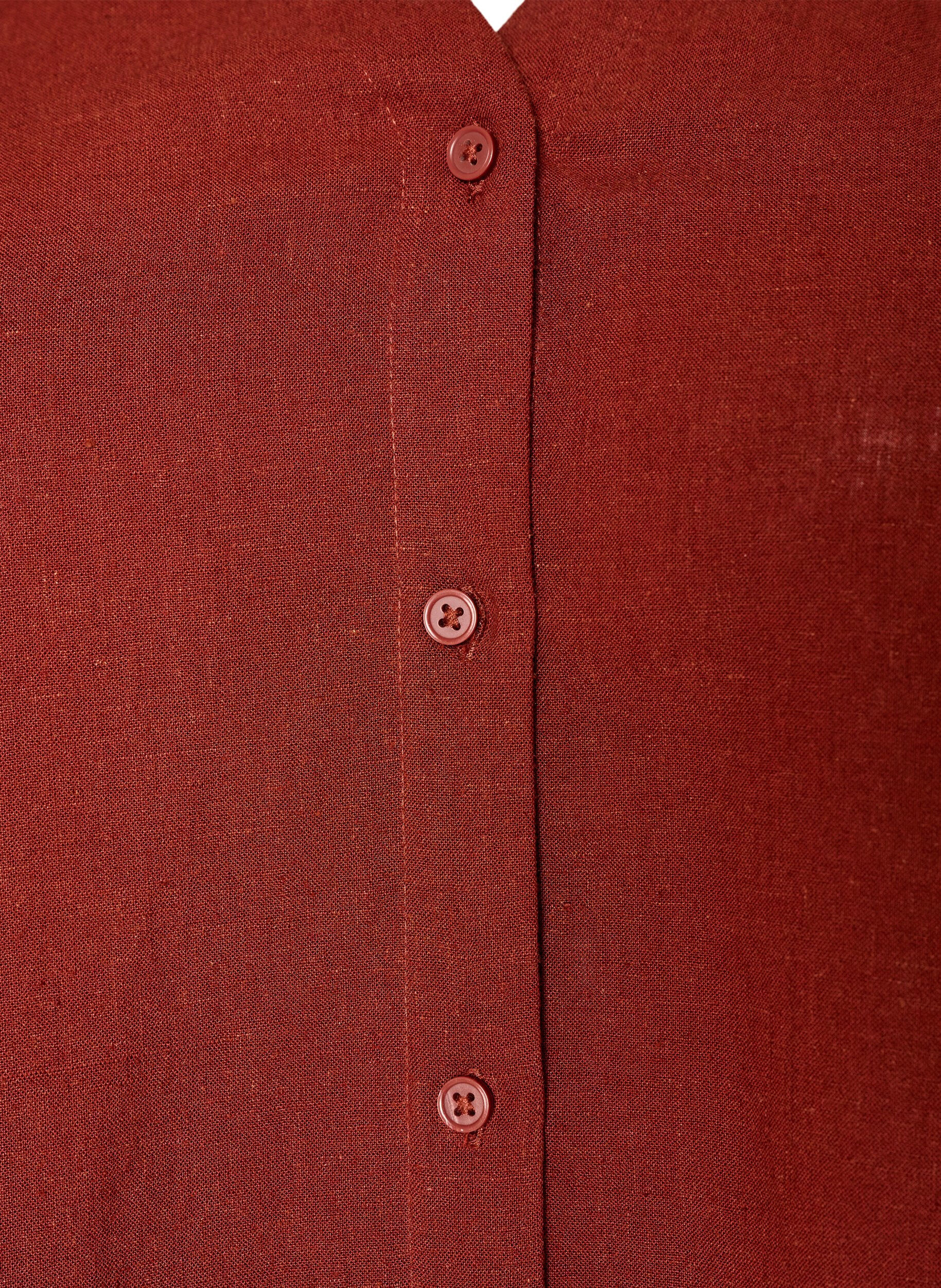 ZizzifashionBlouse in linen and viscose with V-neck, Red, Packshot image number 2