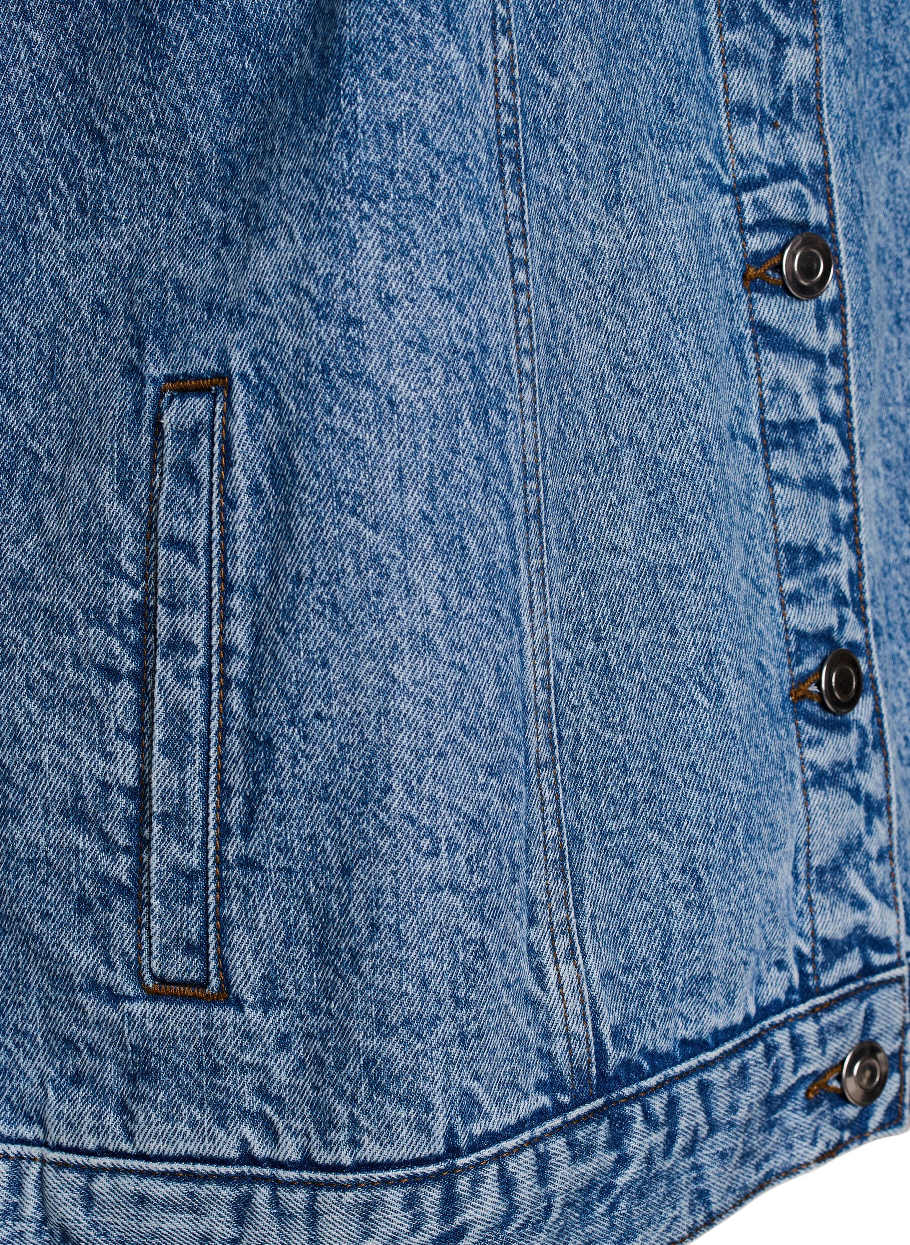 Zizzifashion Denim jacket with detachable sleeves, Light Blue, Packshot image number 3