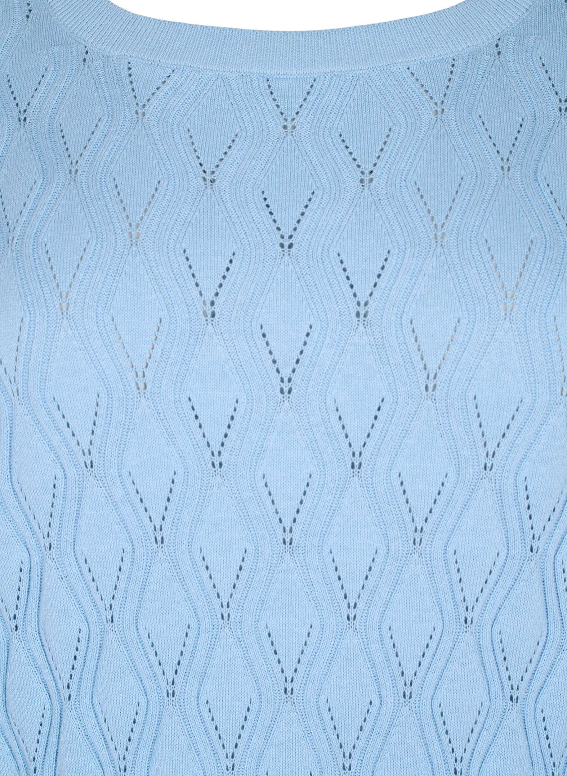 Zizzifashion Pullover with hole pattern and boat neck	, Blue Bell, Packshot image number 2