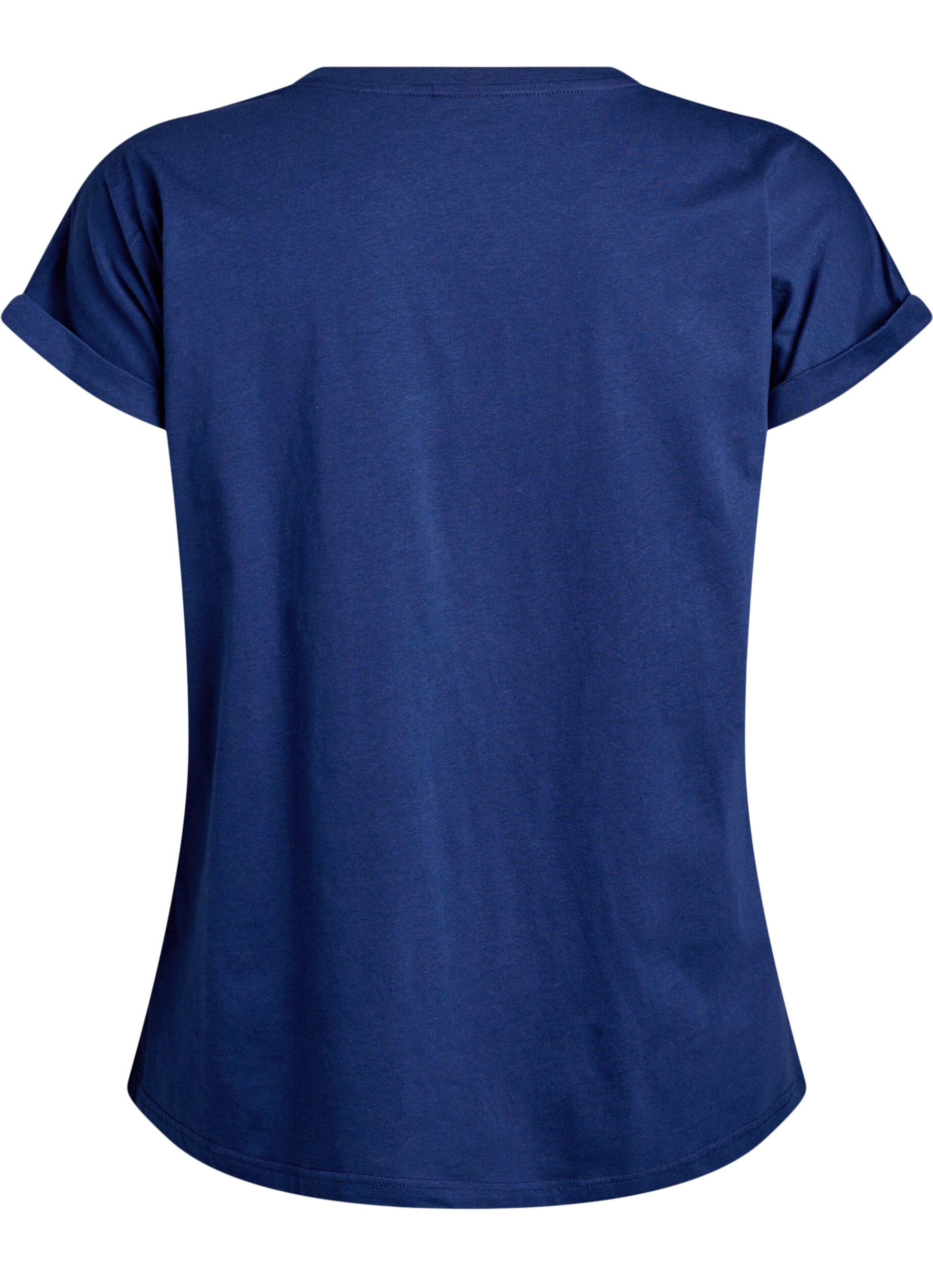 Zizzifashion T-shirt with gold floral print, Naval A. Gold Rose, Packshot image number 1