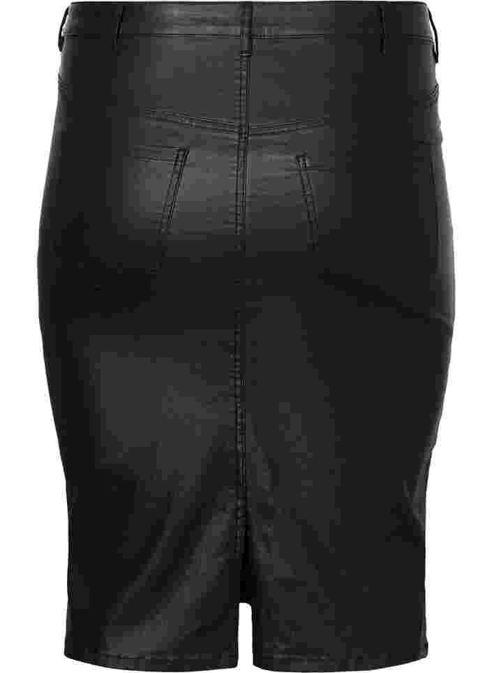 Coated skirt with slit, Black, Packshot image number 1