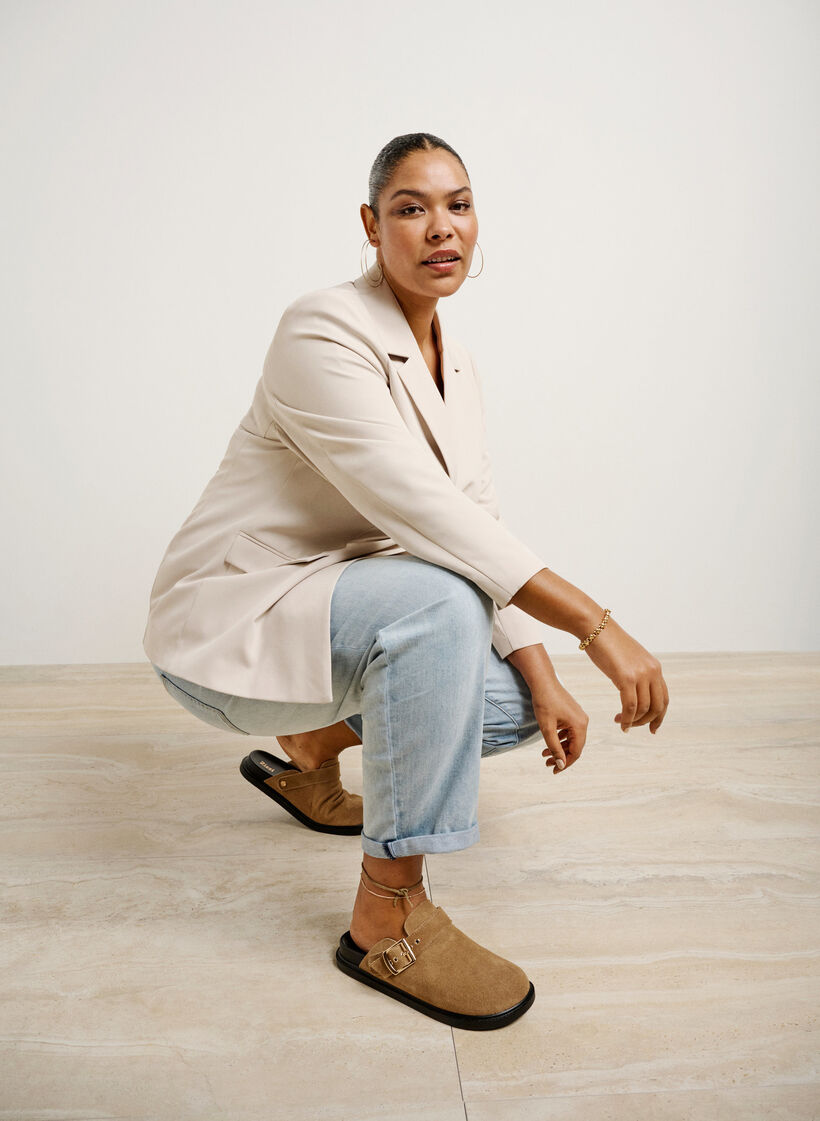 Wide fit suede clogs, Woodsmoke, Image image number 0